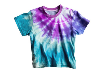 Blue And Purple Tiedye Tshirt For Girl On Isolated Transparent Background, Png. Generative AI