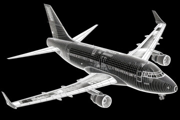 Fototapeta na wymiar A three-dimensional image of an airplane on a black background.