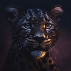 portrait of a leopard at night Generative AI