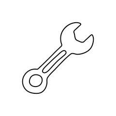 Wrench construction tool doodle icon. Hand drawn wrench. Doodle repair icon in vector