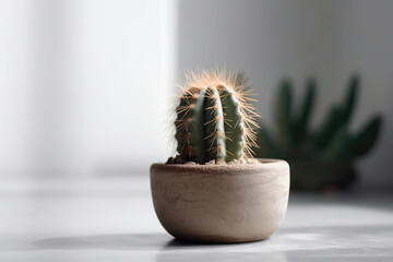 Cactus On White Background. Generative AI