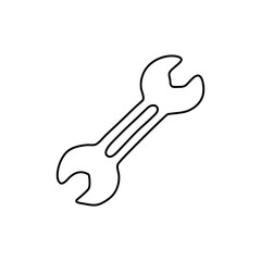 Wrench construction tool doodle icon. Hand drawn wrench. Doodle repair icon in vector