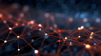 Intricate Networks: Closeup of Plexus Lines and Dots in Dark Depth of Field. Generative AI