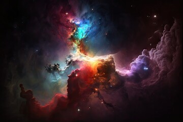 Nebulae and galaxies in colorful space