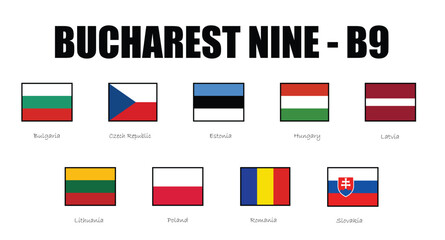Flag of members of Bucharest nine, B9 members flag