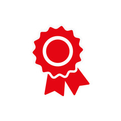 Certification icon. Vector illustration style is flat iconic symbol, red color, transparent background. Designed for web and software interfaces.