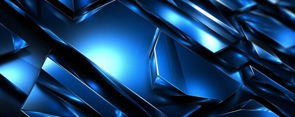 Futuristic dark metal background with glowing blue light Generative AI