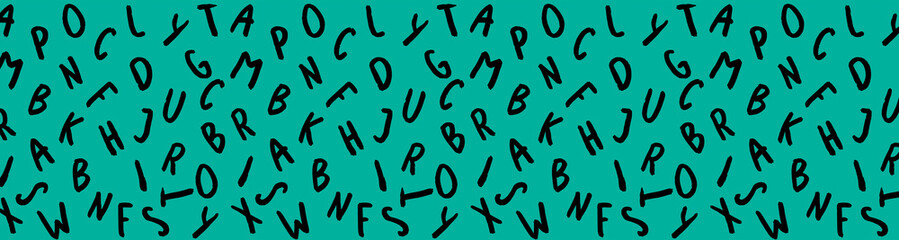 template with the image of keyboard symbols. set of letters. Surface template. green blue background. Horizontal image. Banner for insertion into site.