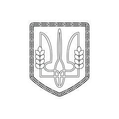 Coat of arms of Ukraine. Ukrainian symbols. Line art.