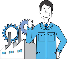 笑顔の工場経営者