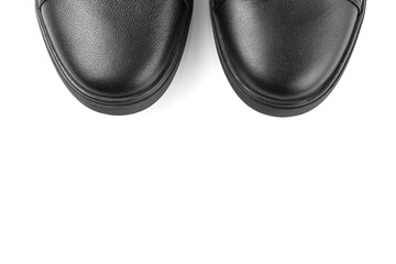 black leather sneakers on a white background