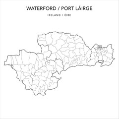 Vector Map of County Waterford (Contae Phort Láirge) with the Administrative Borders of County, Districts, Local Electoral Areas and Electoral Divisions from 2018 to 2023 - Republic of Ireland