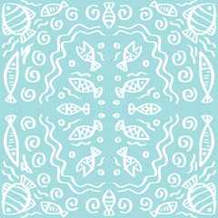 Doodle fish seamless pattern for print design