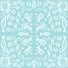 Doodle fish seamless pattern for print design