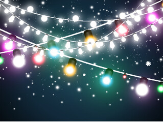 Vector illustration of a light garland on background.
