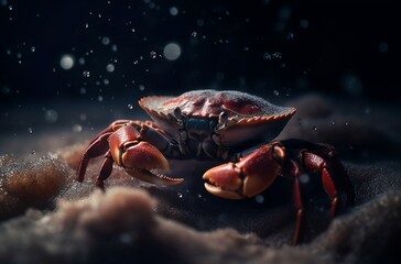 Red crab on the beach, Generative AI - obrazy, fototapety, plakaty