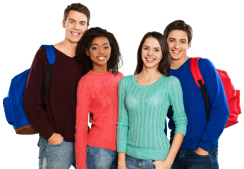 education concept, happy group of students at school