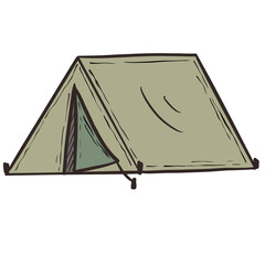 camping tent with hand drawn on transparent backgound. Printable with good quality.