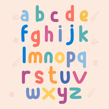 Alphabet lowercase drawing for children learning to read and memorize letters