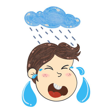 unhappy boy, illustration on transparent backgoud.