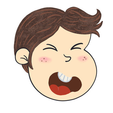 Expression emotiona face, boy, illustration on transparent backgound.
