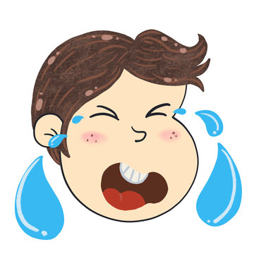 boy with tears on transparent backgound.