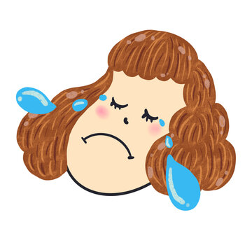 sad girl on transparent backgound.