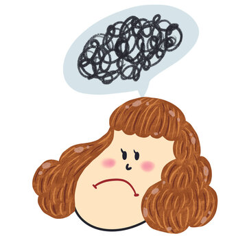 Over thinking emotion, illustration on transparent backgoud.