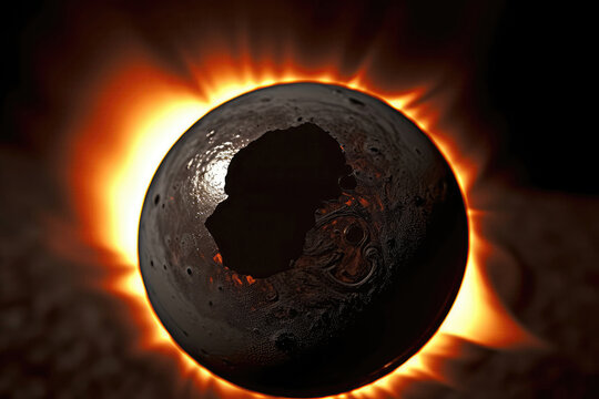 Solar Eclipse, Closeup. Generative AI