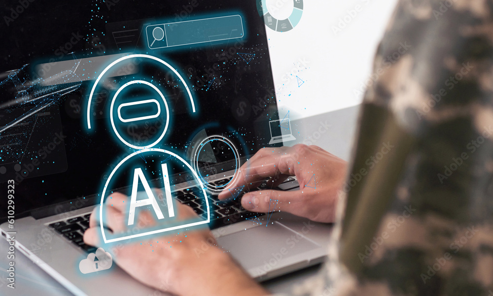 Poster artificial intelligence ai and crm software automation technology.business use ai smart technology s