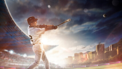 Obraz na płótnie Canvas Professional baseball player in action on grand arena