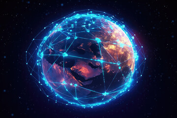 Obraz premium Background of the concept of global interconnected technology.