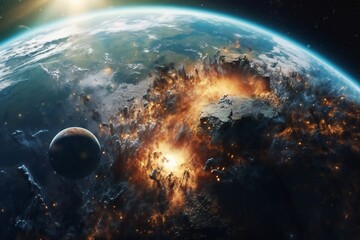 Obraz na płótnie Canvas Very detailed planet earth globe in space Generative AI