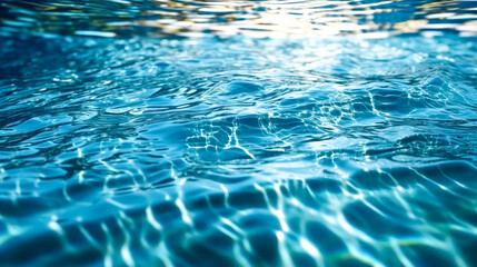 The surface of clear blue water, generative AI.
