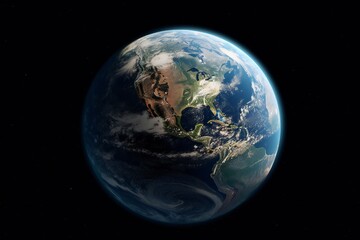 Naklejka na ściany i meble Very detailed planet earth globe in space Generative AI