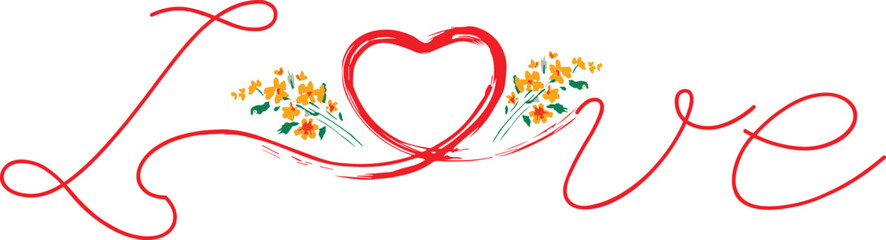 Handwriting, heart ink brush and quote 