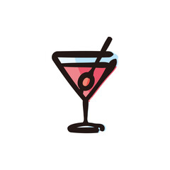 Cocktail - Liquor and cocktail icon/illustration (Hand-drawn line, colored version)