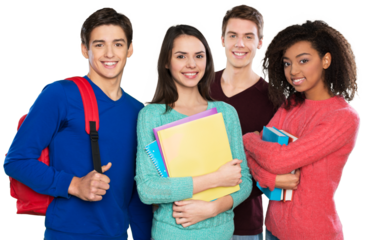 Group of happy students smiling at the camera