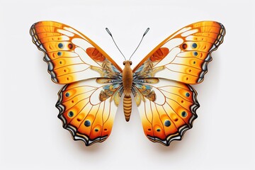 Fototapeta premium colorful tropical butterfly isolated on white background. Generated by AI.