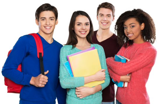 Group of happy students smiling at the camera