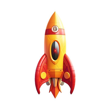 3D rocket in space Business startup and business growth concept, isolated, created with Generative AI technology