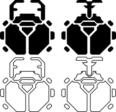 stag and kabuto bettles vector pictogram icon