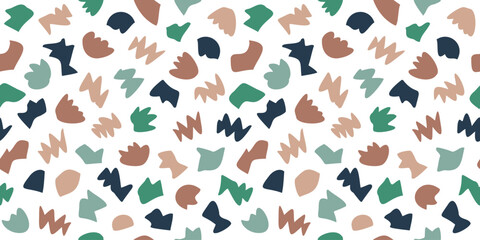 Fun colorful doodle and mosaic seamless pattern. Vector illustration for card, banner, invitation, social media post, poster, mobile apps, advertising.