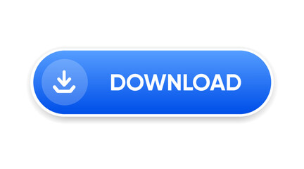 3D download button icon. Upload icon. Down arrow bottom side symbol. Click here button. Save cloud icon push button for UI UX, website, mobile application.