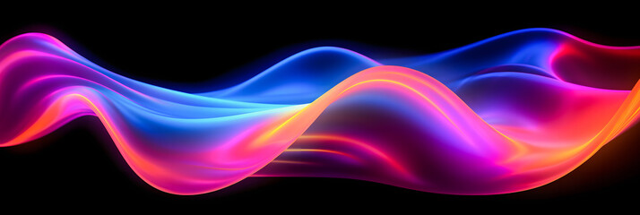 Vibrant Motion Background: Abstract 3D Render with Iridescent Curved Wave for Engaging Designs