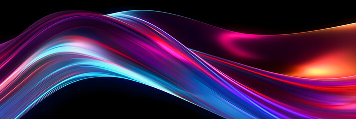 Fototapeta premium Vibrant Motion Background: Abstract 3D Render with Iridescent Curved Wave for Engaging Designs