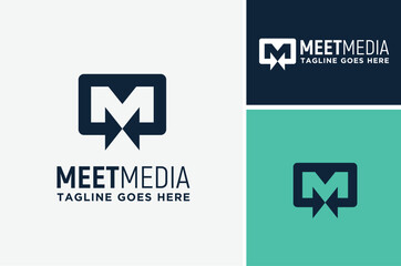 Initial Letter M Arrow negative space logo design