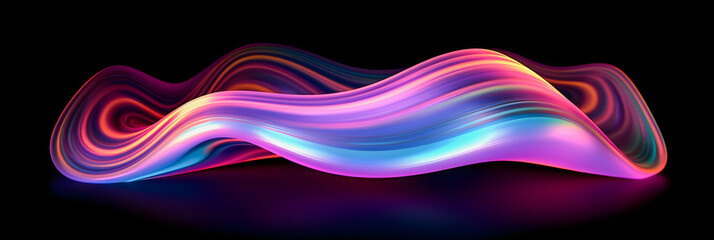 Vibrant Motion Background: Abstract 3D Render with Iridescent Curved Wave for Engaging Designs