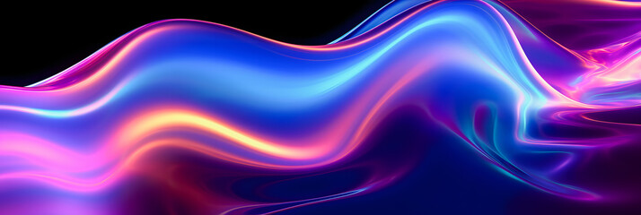 Fototapeta premium Dynamic Holographic Design: Abstract Fluid 3D Render with Neon Curved Wave for Stunning Visuals