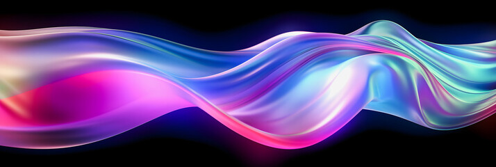 Iridescent Neon Curved Wave: Abstract Fluid 3D Render Illustration for Vibrant Motion Backgrounds